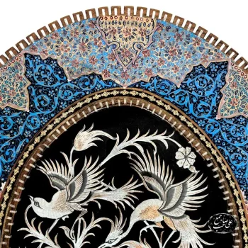 تابلو قلمزنی بیضی پلاک گل و مرغ 50*70سانتی - Image 2