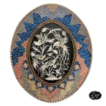 تابلو قلمزنی بیضی پلاک گل و مرغ 50*70سانتی
