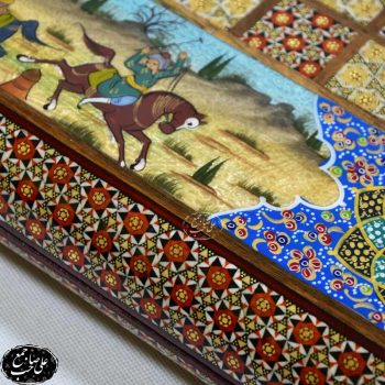 تخته نرد و شطرنج خاتمکاری اسب و شکار 50سانتی - Image 3