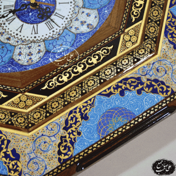 ساعت بیضی مینا کاری تمام خاتم اعلاء - Image 2