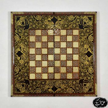 شطرنج و تخته نرد 60 سانتی تذهیب حلکاری اعلاء - Image 3