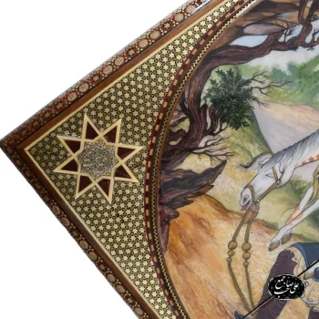 تابلو تخته نرد خاتمکاری با نقاشی شیرین و فرهاد - Image 8