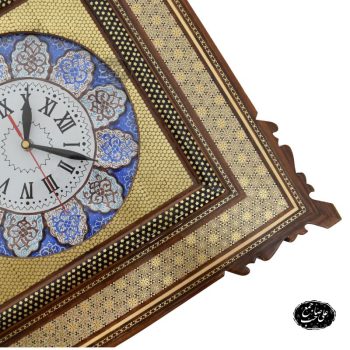 تابلو ساعت دیواری خاتمکاری با نقاشی لیلی و مجنون - Image 3