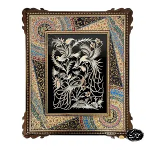تابلو قلمزنی گل و مرغ 40*30 سانتیمتر کد 502