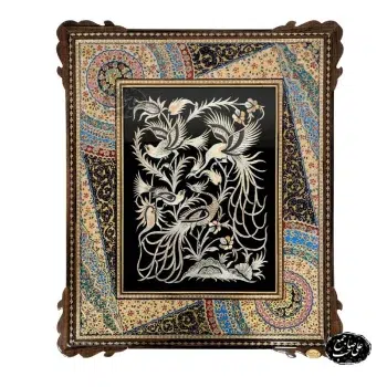 تابلو قلمزنی گل و مرغ 40*30 سانتیمتر کد 502