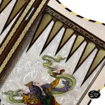 تخته نرد شطرنج خاتم 60 سانتی دالبر طرح نقاشی لیلی مجنون کد 122 - Image 4