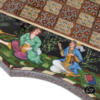تخته نرد و شطرنج دالبر خاتمکاری طرح بَزم کد 111 - Image 6