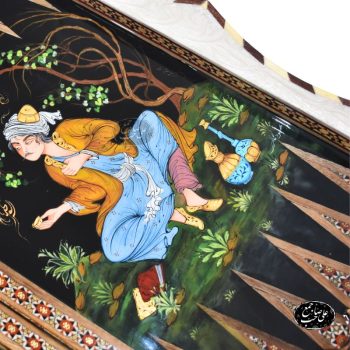 تخته نرد و شطرنج دالبر خاتمکاری طرح بَزم کد 111 - Image 4
