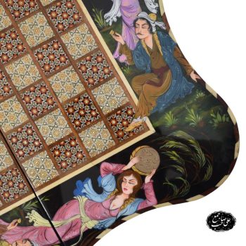 تخته نرد و شطرنج دالبر خاتمکاری نقاشی لیلی و مجنون کد 113 - Image 3