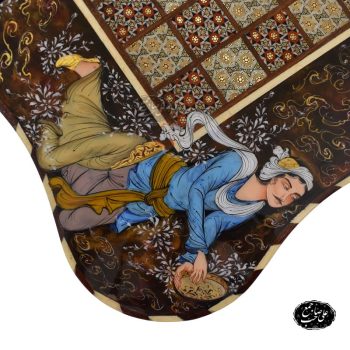 تخته نرد و شطرنج دالبر خاتمکاری نقاشی لیلی و مجنون کد 114 - Image 5