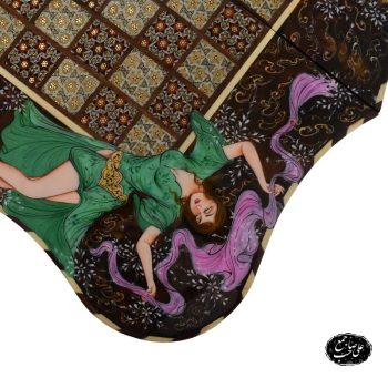 تخته نرد و شطرنج دالبر خاتمکاری نقاشی لیلی و مجنون کد 114 - Image 3