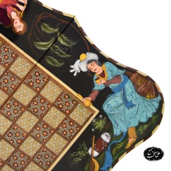 تخته نرد و شطرنج دالبر خاتمکاری نقاشی لیلی و مجنون کد 112 - Image 4