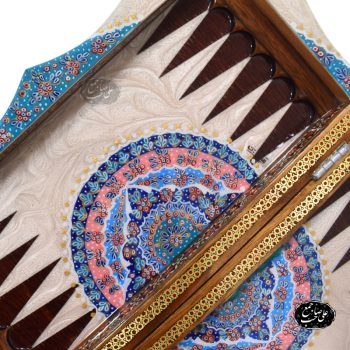 تخته نرد و شطرنج خاتمکاری نقاشی تذهیب کد 102 - Image 4