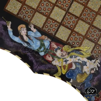 تخته نرد شطرنج خاتم 60 سانتی دالبر طرح نقاشی لیلی مجنون کد 121 - Image 5