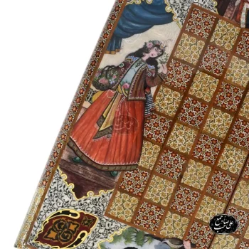 تخته نرد شطرنج لبگرد خاتم 60 سانتی طرح نقاشی قاجار کد 120 - Image 5