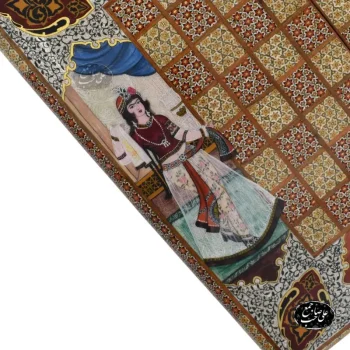 تخته نرد شطرنج لبگرد خاتم 60 سانتی طرح نقاشی قاجار کد 120 - Image 4