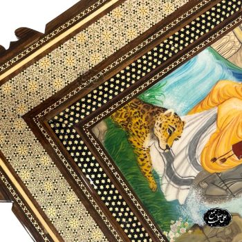 تابلو ساعت دیواری خاتمکاری با نقاشی ماندانا - Image 5