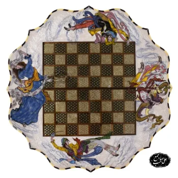 تخته نرد و شطرنج کنگره_ای خاتمکاری طرح نگارگری فرشچیان کد 132 (6)