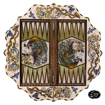 تخته نرد و شطرنج کنگره_ای خاتمکاری طرح نگارگری فرشچیان کد 132 (6)