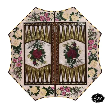 تخته نرد شطرنج هشت گوشه خاتمکاری 60 سانتی اعلاء نقاشی گل و مرغ کد 126 - Image 2