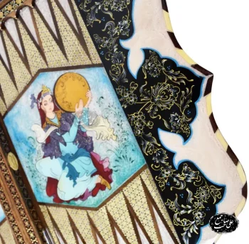خرید تخته نرد و شطرنج خاتم نقاشی بزم کد 131 برند صاحب جمع