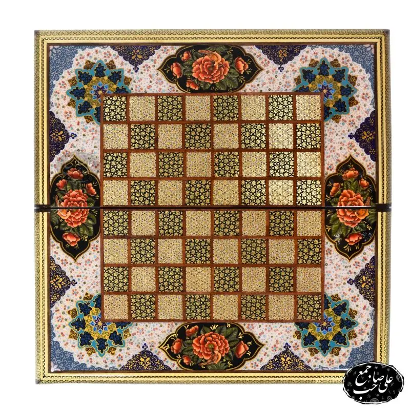 تخته نرد و شطرنج چوبی ۴۰ سانتی_متری طرح تمام خاتم