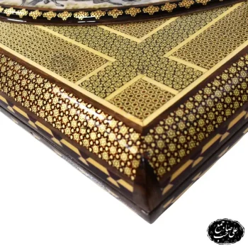 تخته نرد وشطرنج خاتمکاری اعلاء 50 سانتی طرح نقاشی لیلی و مجنون کد 136 برند صاحب جمع (7)