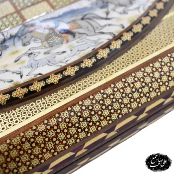 تخته نرد وشطرنج خاتمکاری اعلاء 50 سانتی طرح نقاشی لیلی و مجنون کد 136 برند صاحب جمع (7)