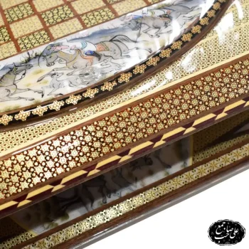 تخته نرد وشطرنج خاتمکاری اعلاء 50 سانتی طرح نقاشی لیلی و مجنون کد 136 برند صاحب جمع (7)