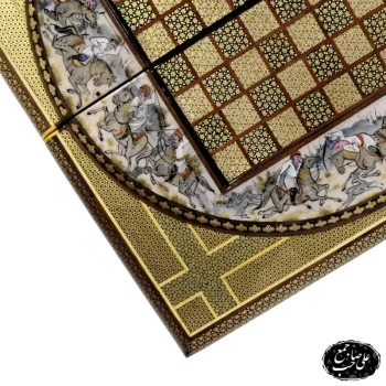 تخته نرد وشطرنج خاتمکاری اعلاء 50 سانتی طرح نقاشی لیلی و مجنون کد 136 برند صاحب جمع (7)