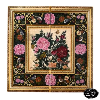 تخته نرد تابلو خاتم نقاشی گل و مرغ کد 141