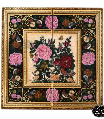 تخته نرد تابلو خاتم نقاشی گل و مرغ کد 141