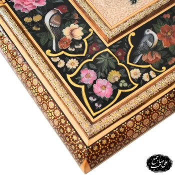 تخته نرد تابلو خاتم نقاشی گل و مرغ کد 141