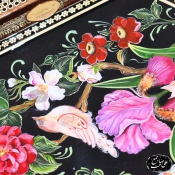 تخته نرد تابلو خاتم نقاشی گل و مرغ کد 141