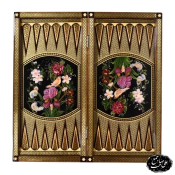 تخته نرد تابلو خاتم نقاشی گل و مرغ کد 141