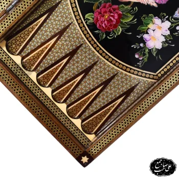 تخته نرد تابلو خاتم نقاشی گل و مرغ کد 14