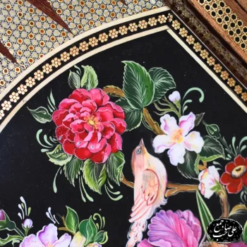 تخته نرد تابلو خاتم نقاشی گل و مرغ کد 141 (6)