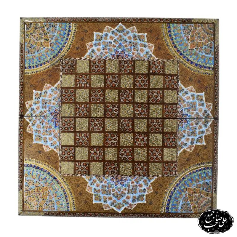 تخته نرد و شطرنج خاتم_کاری طرح نقاشی تذهیب اسلیمی کد143 (3)