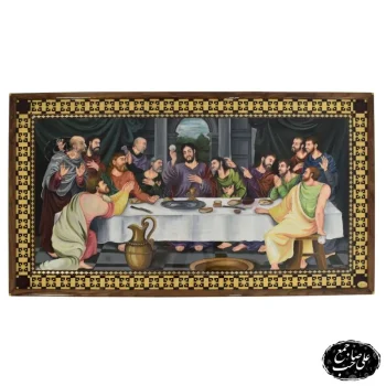 تابلو نقاشی خاتم‌کاری شام آخر سایز94*54 سانتیمتر برند صاحب جمع