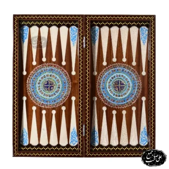 خرید تخته نرد و شطرنج خاتم و معرق‌کاری طرح تذهیب ختایی ۱۴۸