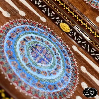 خرید تخته نرد و شطرنج خاتم و معرق‌کاری طرح تذهیب ختایی ۱۴۸