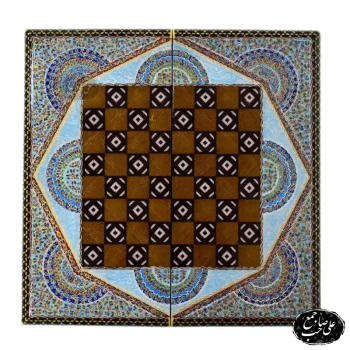 خرید تخته نرد و شطرنج خاتم و معرق‌کاری طرح تذهیب ختایی ۱۴۸
