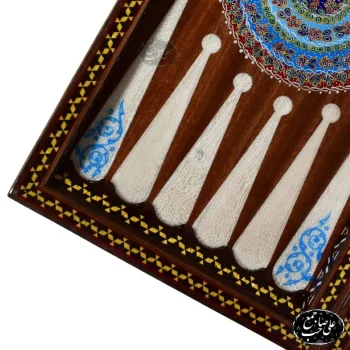 خرید تخته نرد و شطرنج خاتم و معرق‌کاری طرح تذهیب ختایی ۱۴۸