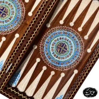 خرید تخته نرد و شطرنج خاتم و معرق‌کاری طرح تذهیب ختایی ۱۴۸