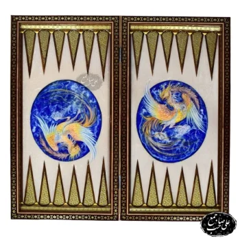 تخته نرد و شطرنج خاتمکاری طرح سیمرغ اساطیری 50 سانت کد 146