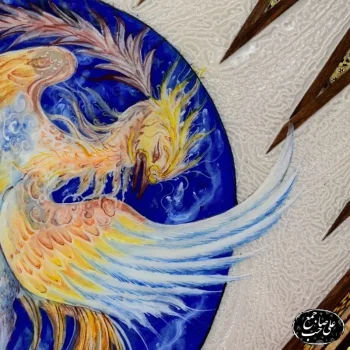 تخته نرد و شطرنج خاتمکاری طرح سیمرغ اساطیری 50 سانت کد 146