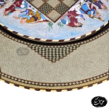 میز بازی شطرنج و تخته نرد خاتم‌کاری لوکس با چهار پایه