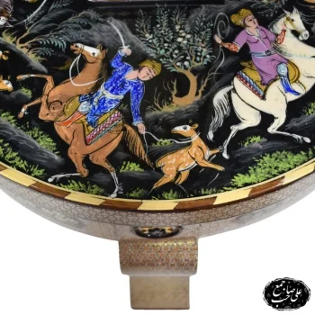 میز بازی شطرنج و تخته نرد خاتم‌کاری لوکس با چهار پایه