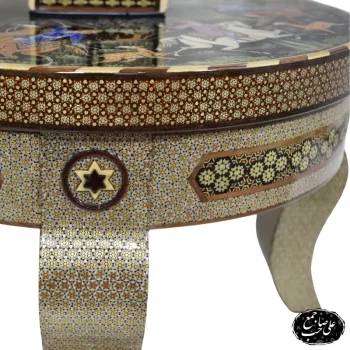 میز بازی شطرنج و تخته نرد خاتم‌کاری لوکس با چهار پایه