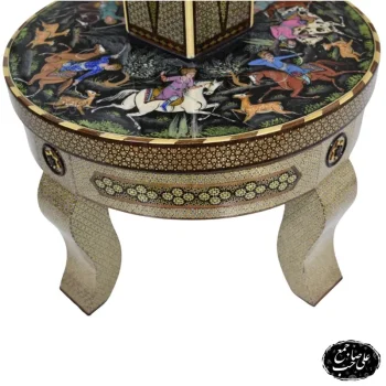 میز بازی شطرنج و تخته نرد خاتم‌کاری لوکس با چهار پایه
